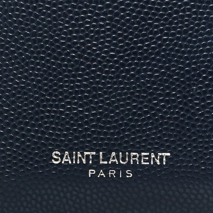 Saint Laurent Grained Calfskin 5 Fragments Zip Pouch Card Holder Deep Marine 7 of 7