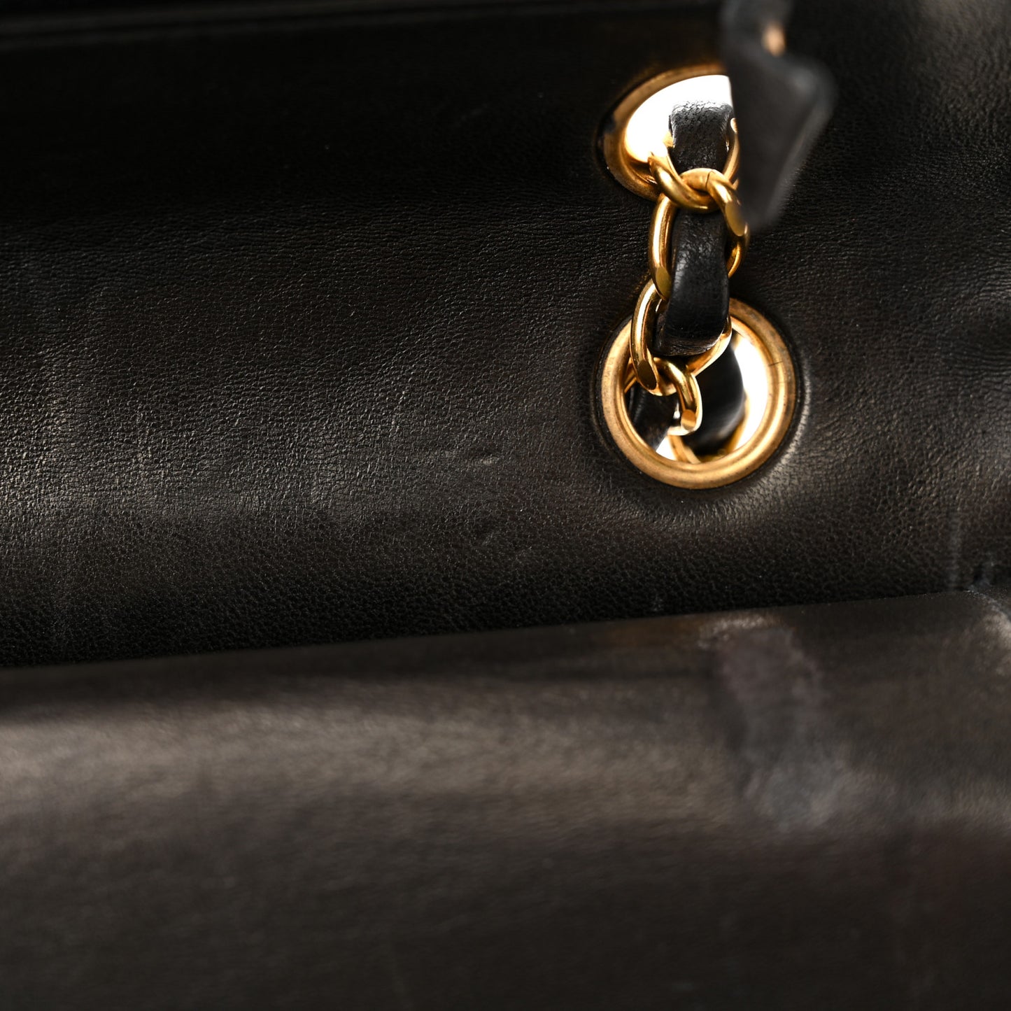 Lambskin Quilted Medium Double Flap Black