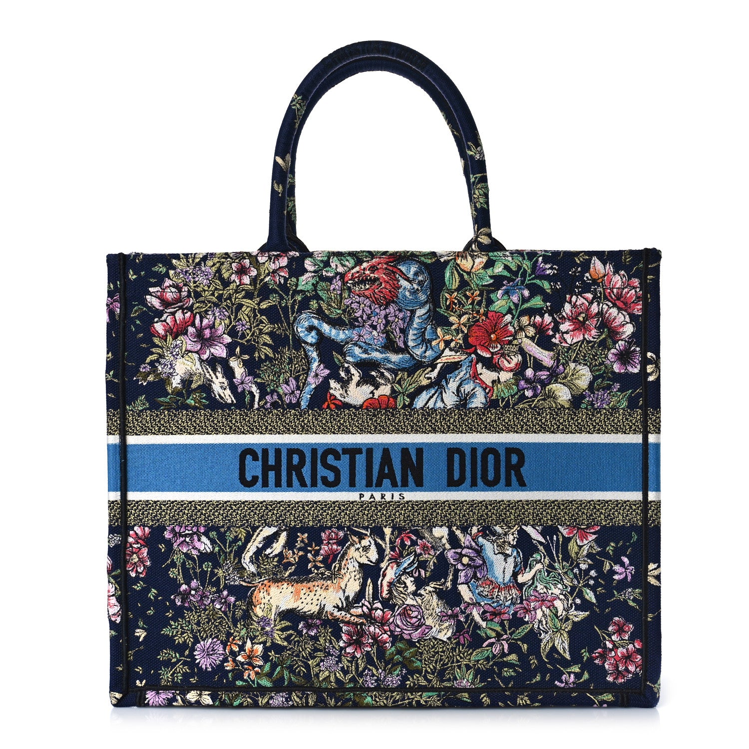 Christian Dior Canvas Embroidered D-Constellation Book Tote Blue Multicolor 2 of 9