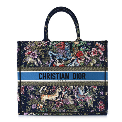 Christian Dior Canvas Embroidered D-Constellation Book Tote Blue Multicolor 2 of 9