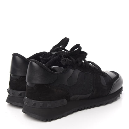 Valentino Garavani Nappa Suede Camouflage Womens Rockrunner Sneakers 35.5 Black 4 of 9