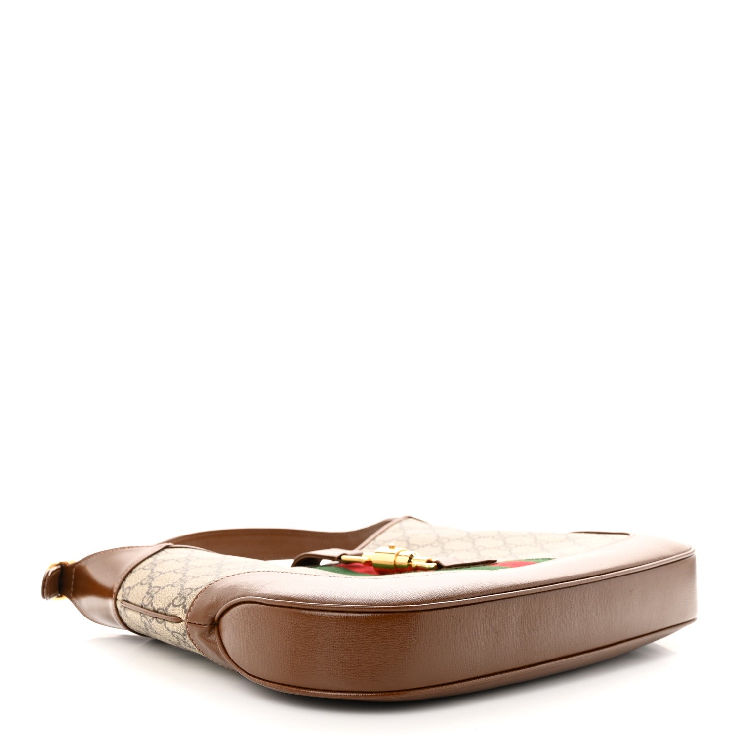 Gucci GG Supreme Monogram Azalea Calfskin Web Medium Jackie 1961 Hobo Beige Ebony Brown Sugar 4 of 10