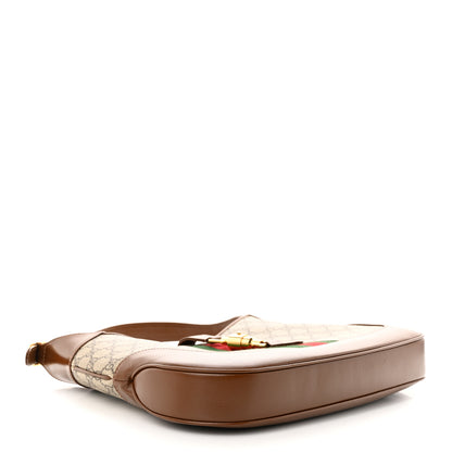 Gucci GG Supreme Monogram Azalea Calfskin Web Medium Jackie 1961 Hobo Beige Ebony Brown Sugar 4 of 10