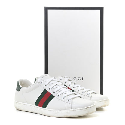 Gucci Calfskin Crocodile Web Womens Ace Sneakers 38 White Green 13 of 18