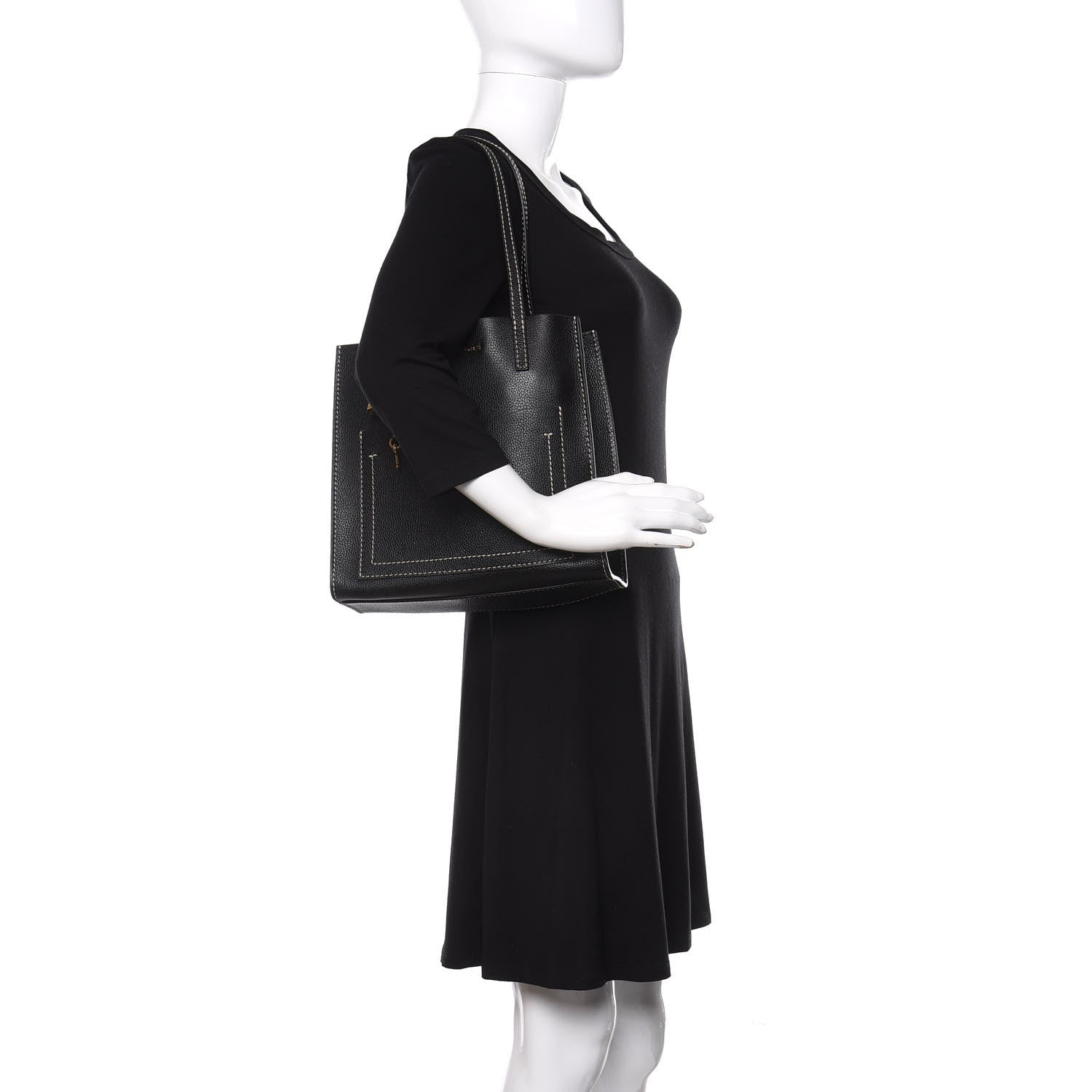 Marc Jacobs Grained Calfskin Medium Grind T Pocket Tote Black 2 of 10