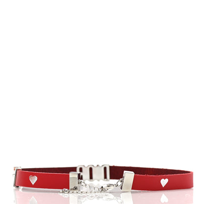 Christian Dior Calfskin Dior Logo Choker Necklace Red 3 of 4
