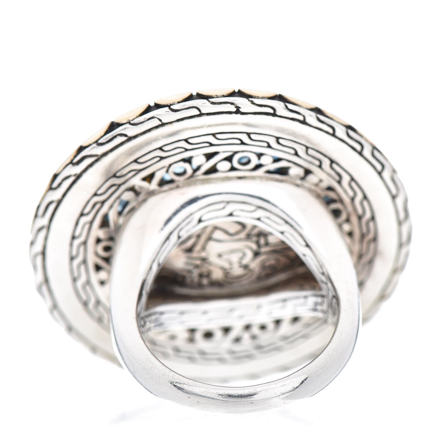 John Hardy Sterling Silver 18K Yellow Gold Blue Topaz Dot Ring 56 7.5 4 of 5