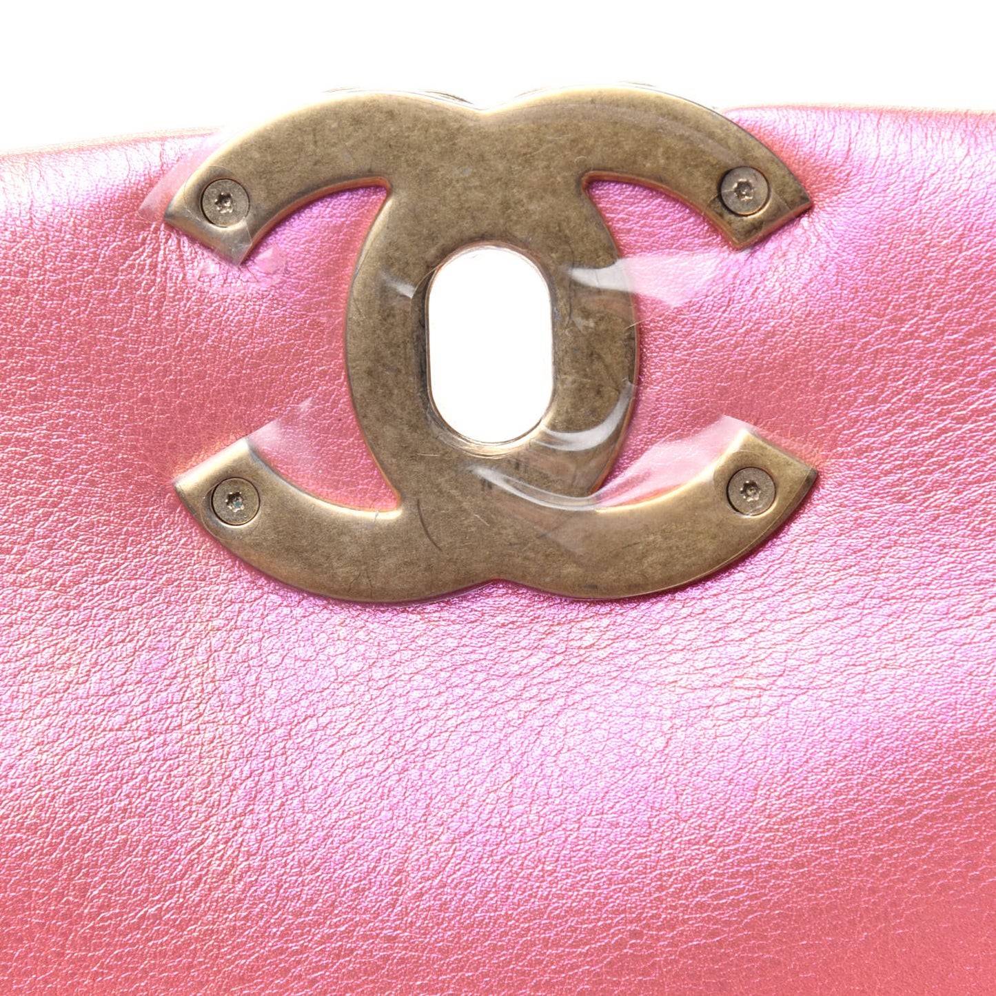 Iridescent Calfskin Quilted Medium Chanel 19 Flap Pink