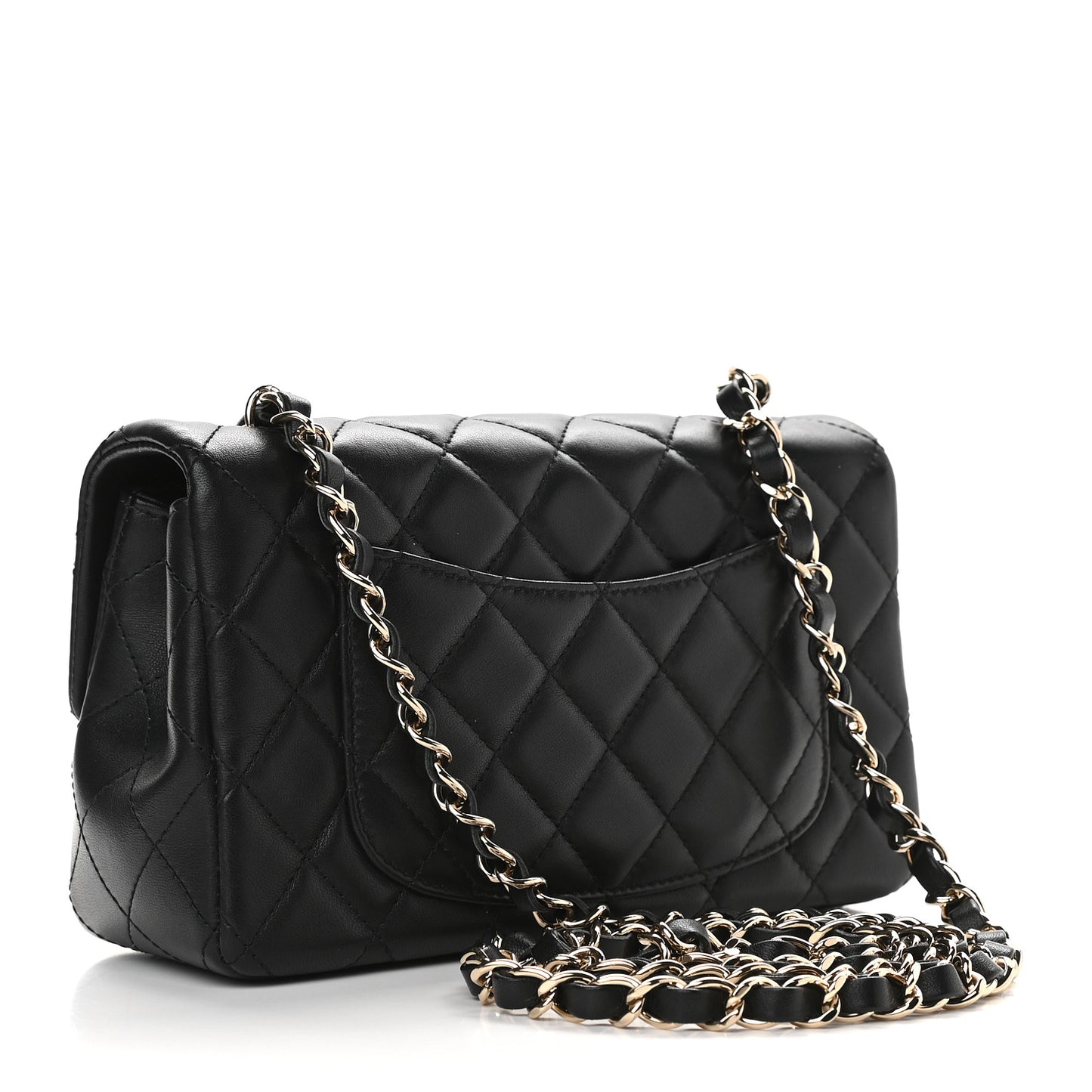 Lambskin Quilted Mini Rectangular Flap Black