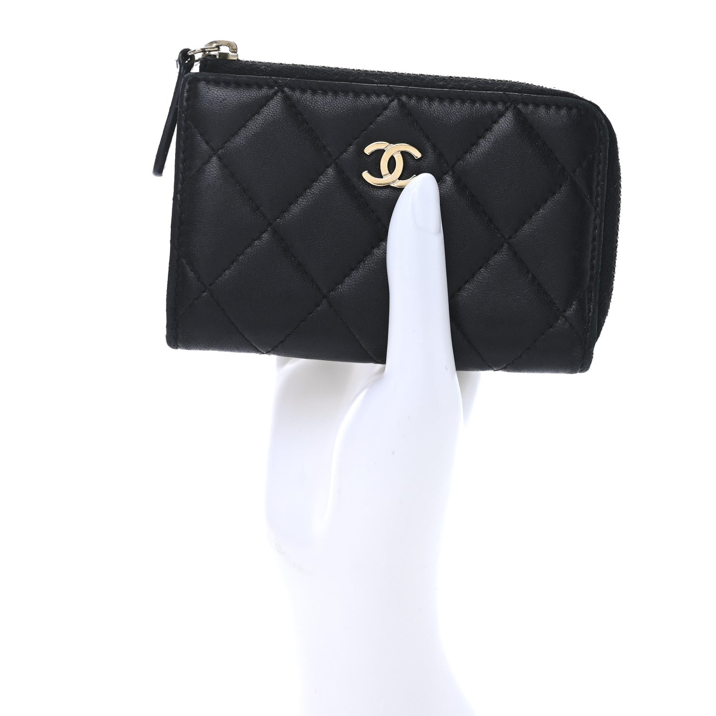 Lambskin Quilted Key Holder Case Black