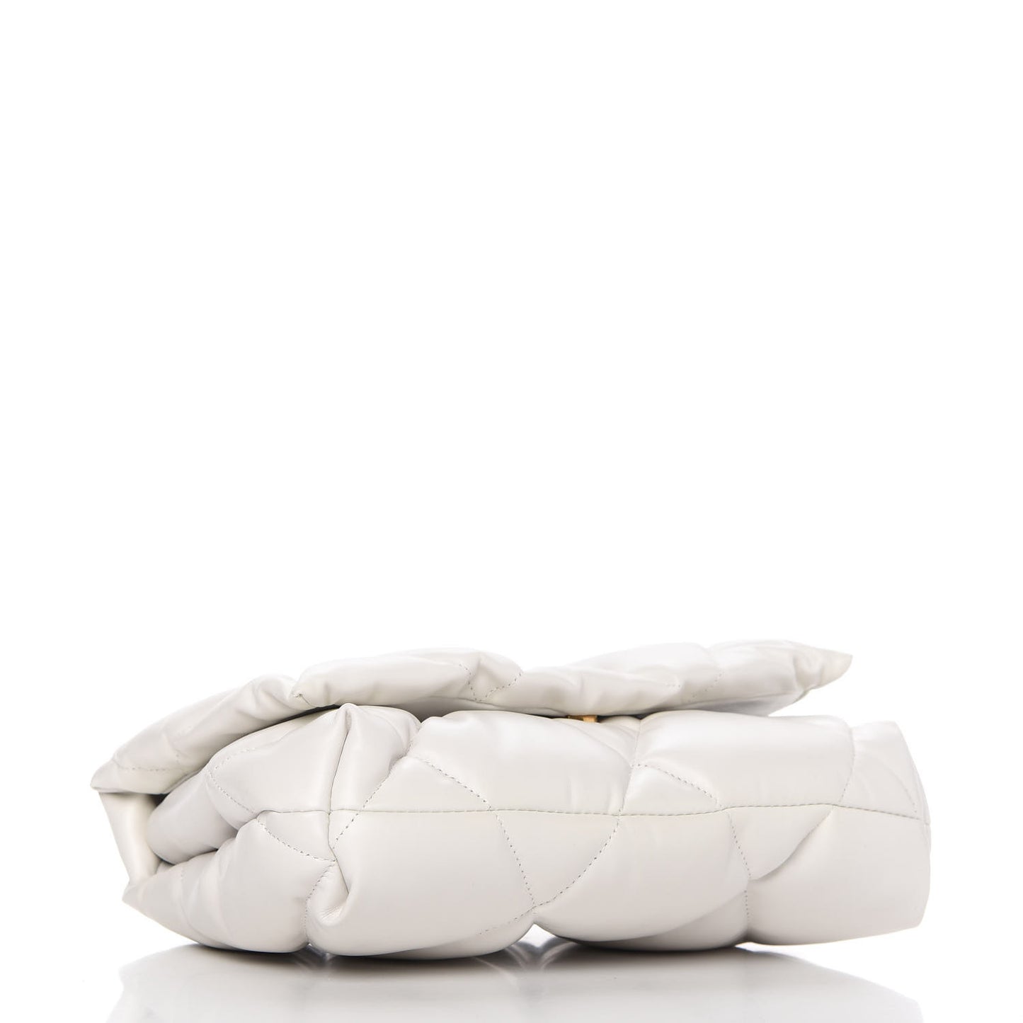 Nappa Calfskin Quilted Touch B Puffy Clutch White