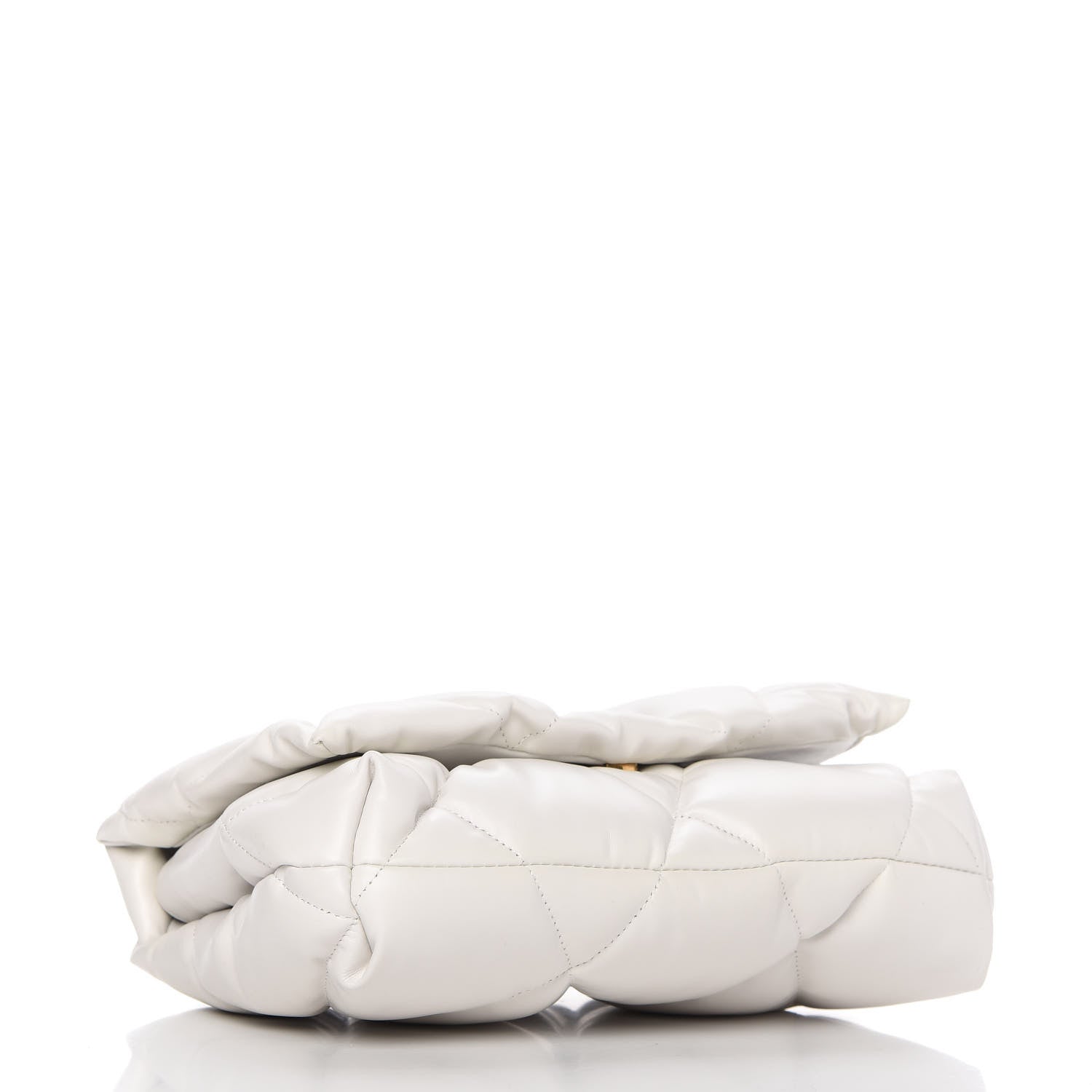 Balenciaga Nappa Calfskin Quilted Touch B Puffy Clutch White 4 of 9