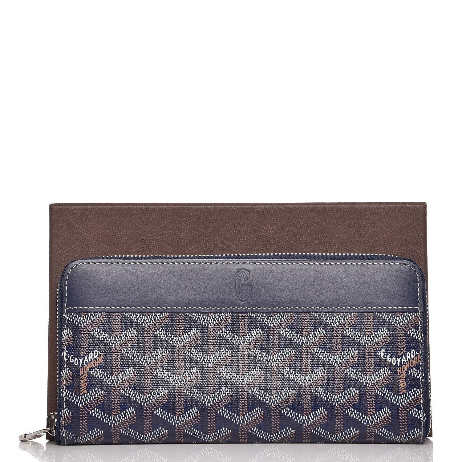 Goyard Goyardine Matignon Zip Around GM Wallet Navy 9 of 9