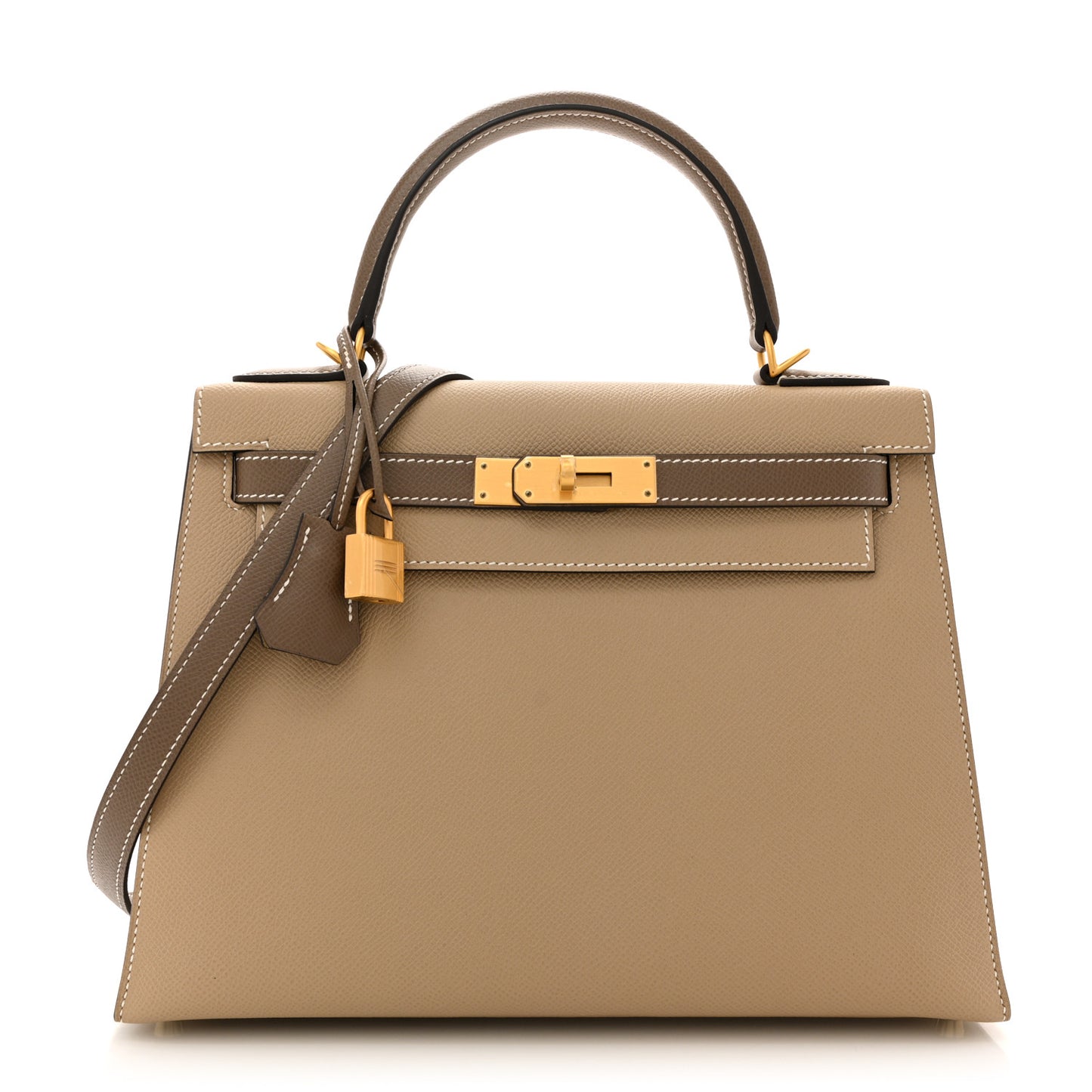 Epsom Bi-Color Horseshoe Kelly Sellier 28 Trench Etoupe