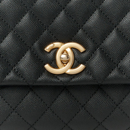 Chanel Caviar Lizard Embossed Quilted Small Coco Handle Flap Black 9 of 12