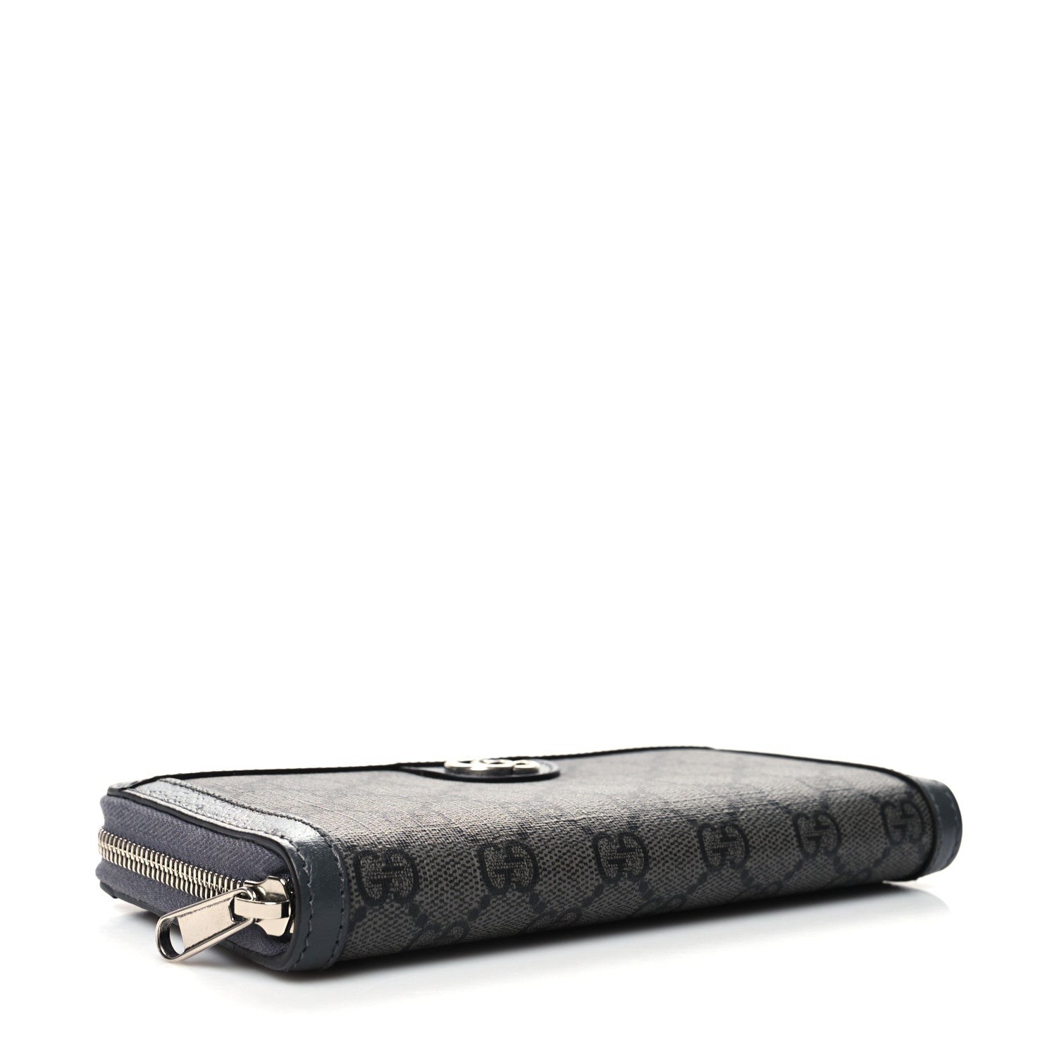 Gucci GG Supreme Monogram Textured Dollar Calfskin Ophidia Zip Around Wallet Grey Black Graphite Grey 4 of 8