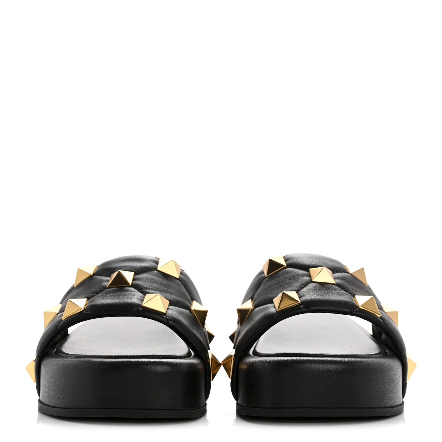 Nappa Roman Stud 30/50mm Platform Slide Sandals 37.5 Black
