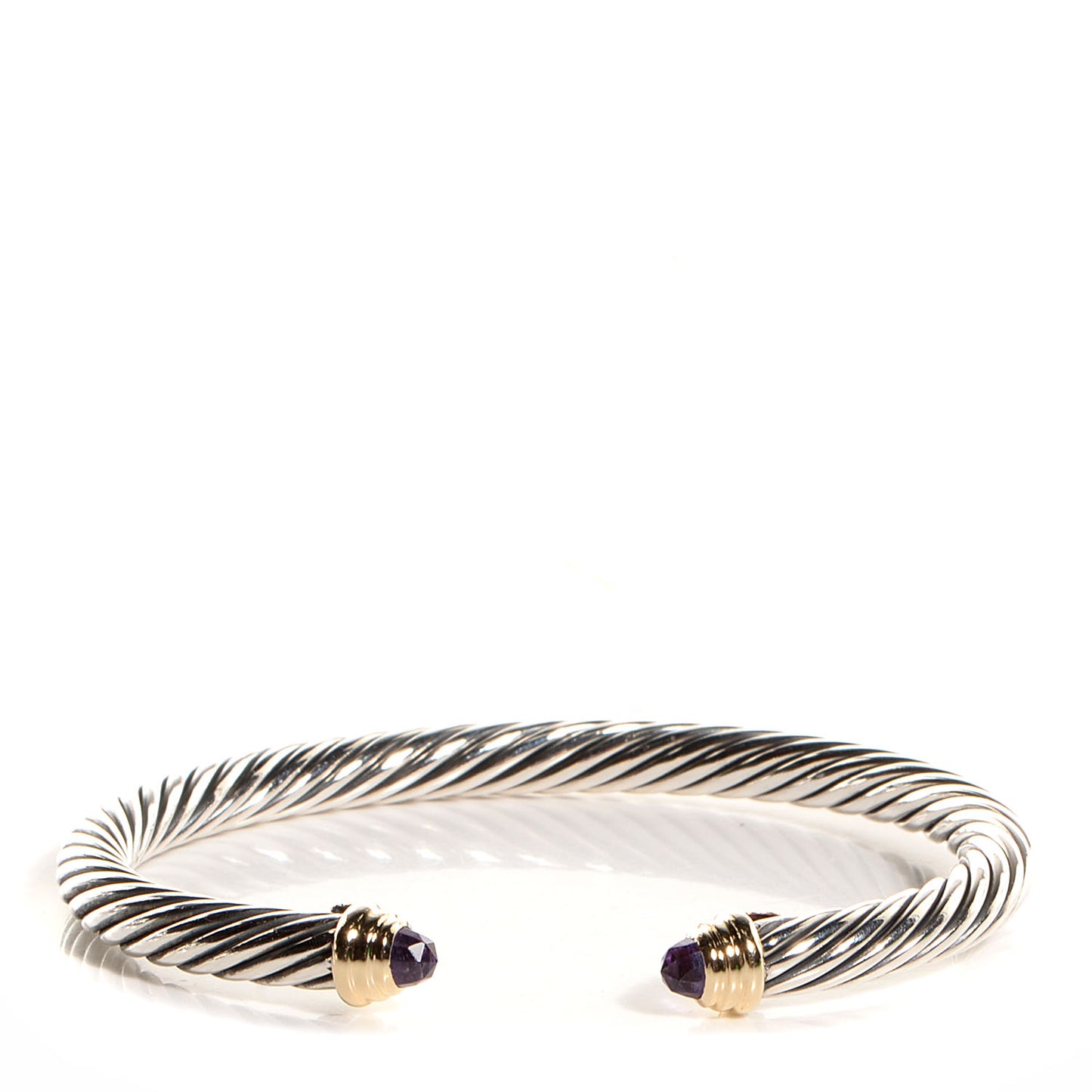 Sterling Silver 14K Yellow Gold Amethyst 5mm Cable Classics Petite Color Bracelet