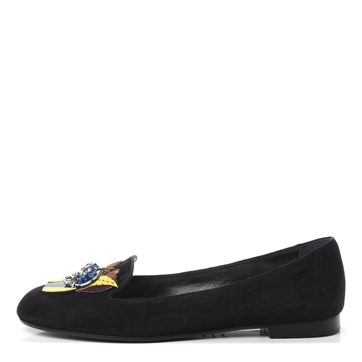 Suede Embellished Slipper Loafer 40.5 Black
