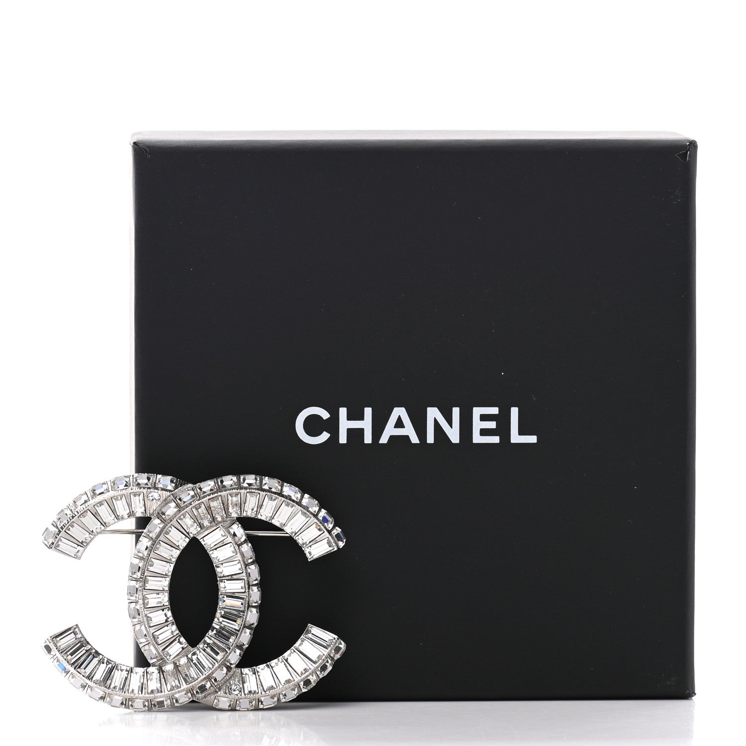Chanel Baguette Crystal CC Brooch Silver 5 of 5