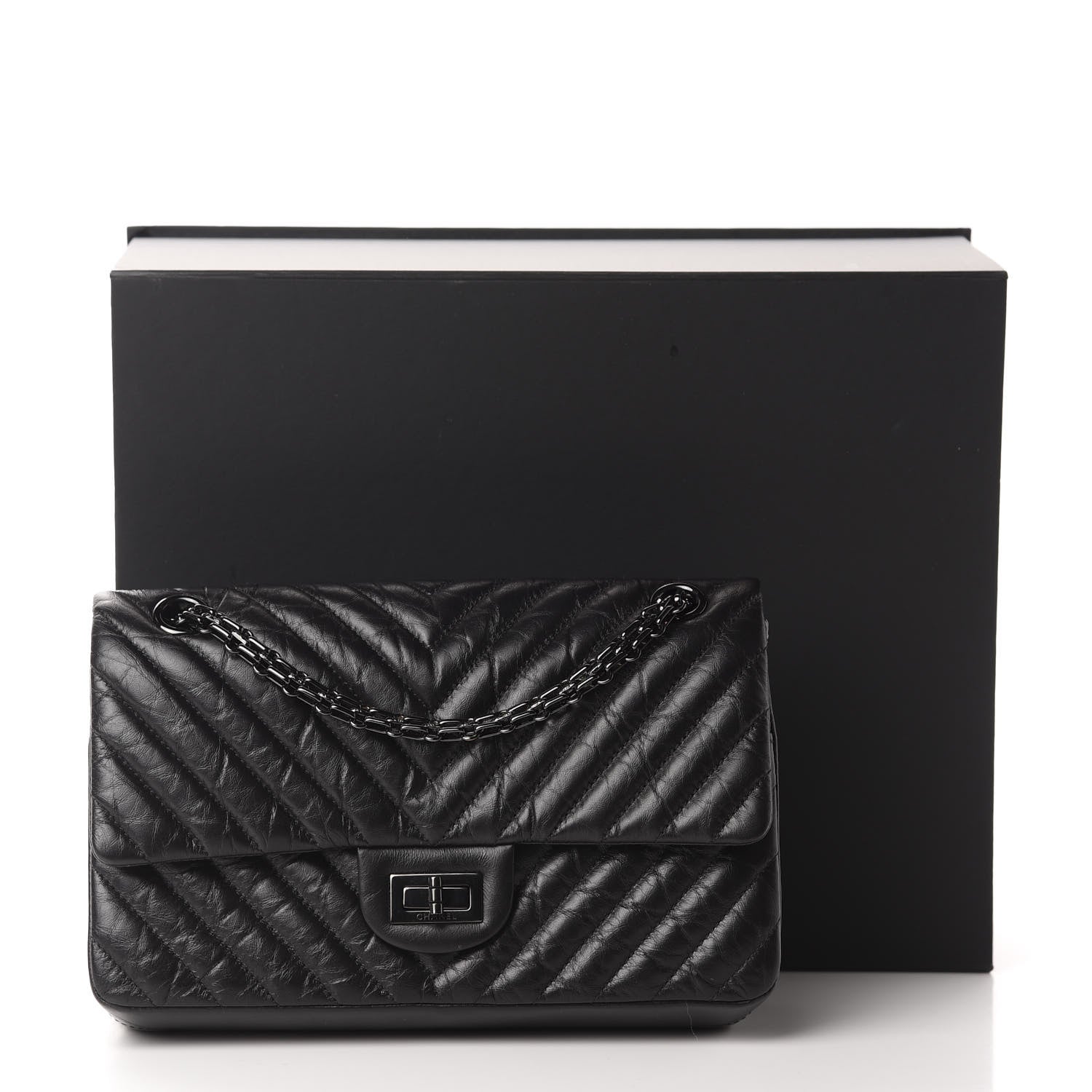 Chanel Aged Calfskin Chevron Quilted 2.55 Reissue 225 Flap So Black 11 of 11