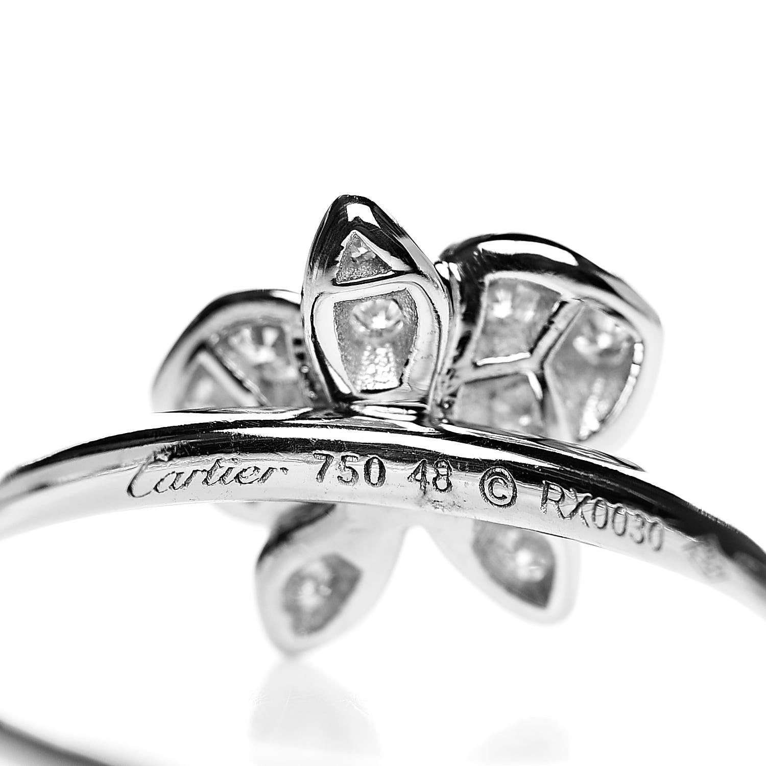 Cartier 18K White Gold Diamond Caresse D'Orchidees Par Ring 48 4.5 5 of 7