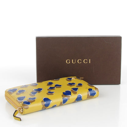 Gucci Calfskin Heartbeat Print Zip Around Wallet Yellow 4 of 7