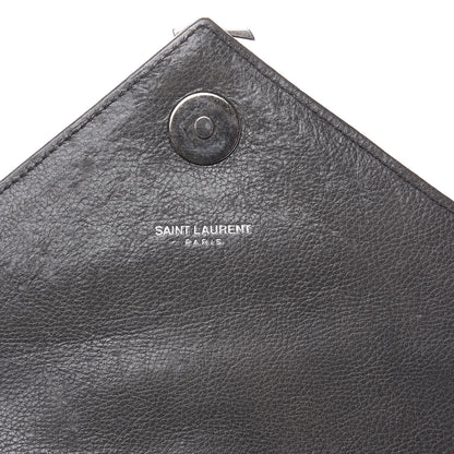 Saint Laurent Sheepskin Matelasse Chevron Monogram Medium College Bag Light Coal 14 of 17