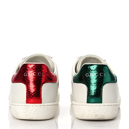 Gucci Calfskin Web Bee Embroidered Womens Ace Sneakers 37 White 5 of 10