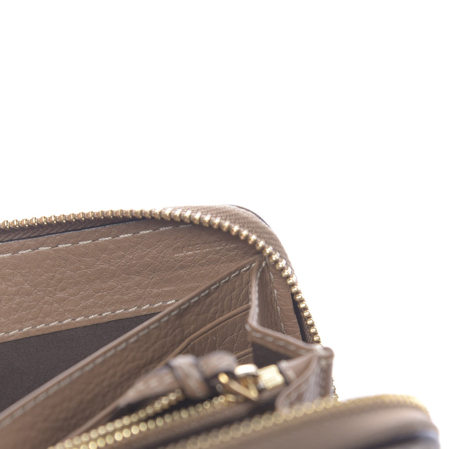 Grained Calfskin Marcie Long Zip Around Wallet Nut