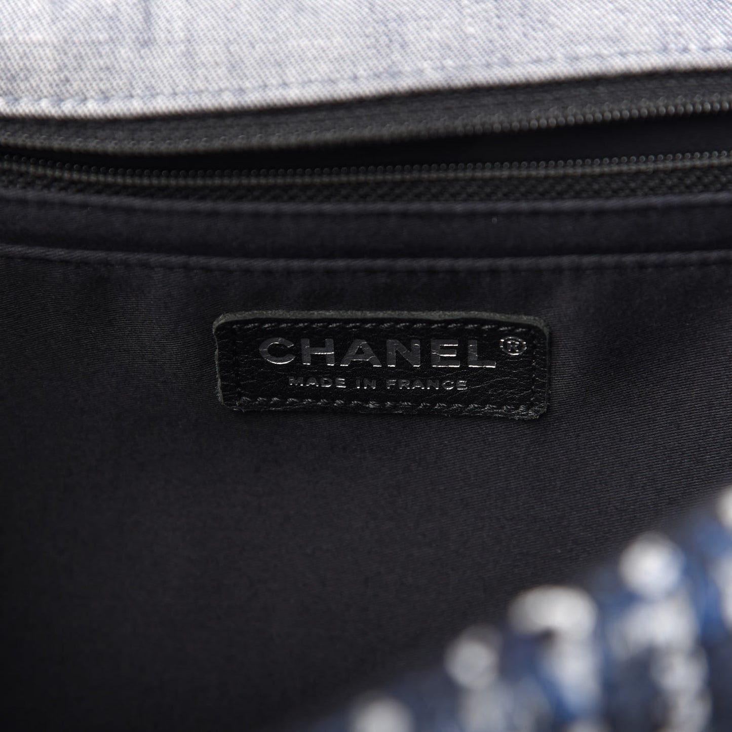Denim Tweed Patchwork Jumbo Single Flap Blue