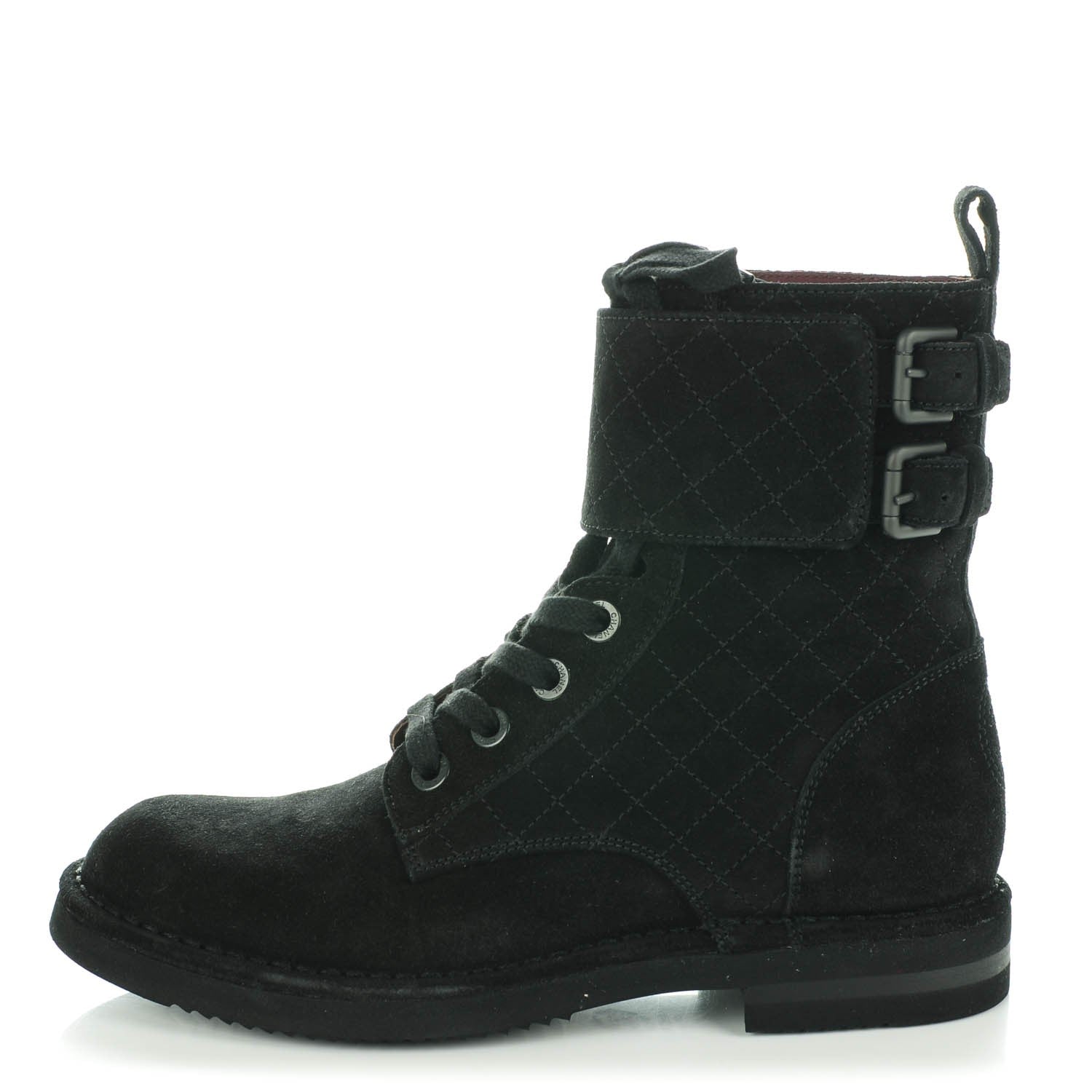 Chanel Suede Calfskin Quilted Short Boots 38 Black 1 of 8