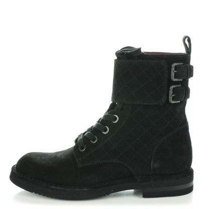 Chanel Suede Calfskin Quilted Short Boots 38 Black 1 of 8