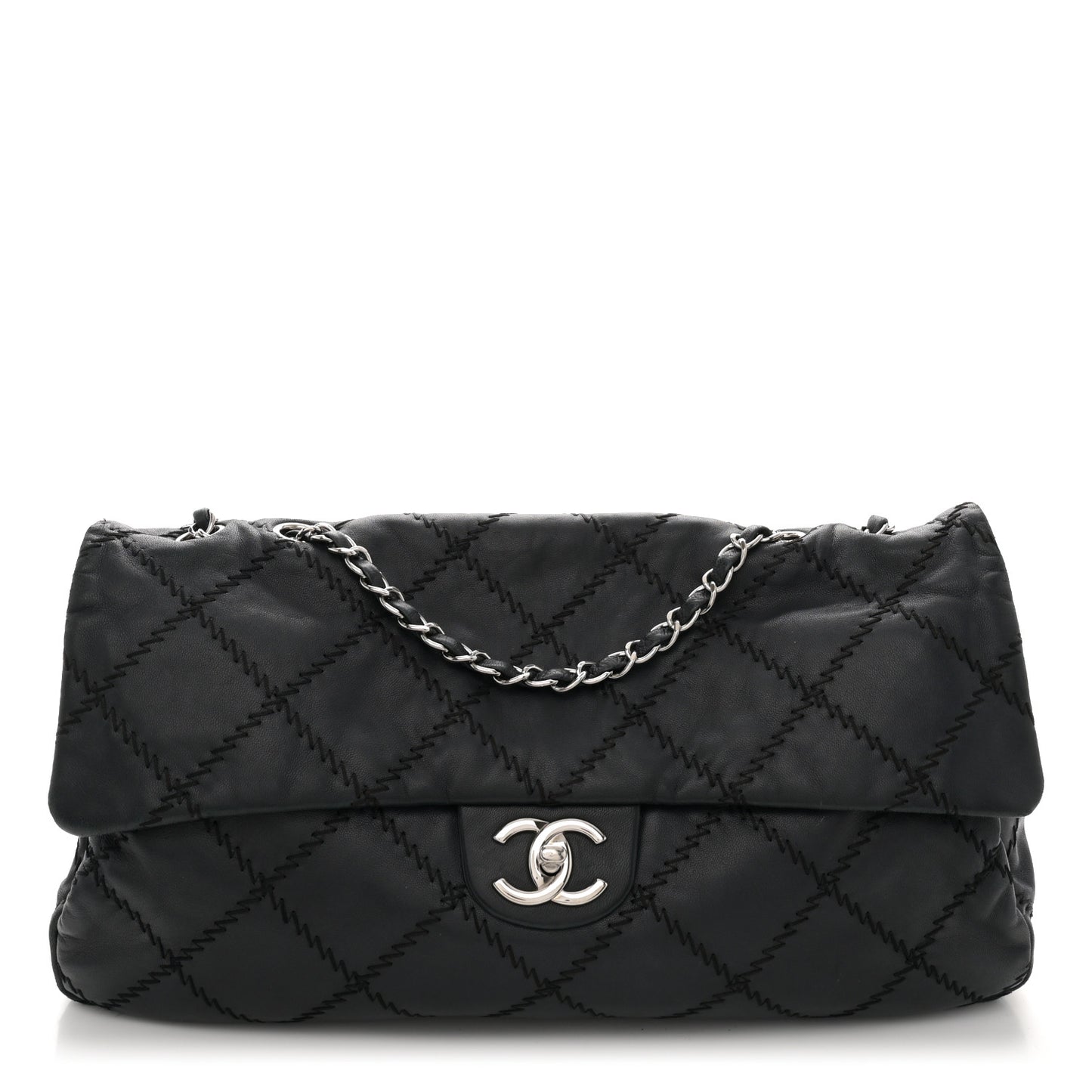 Lambskin Ultimate Stitch Maxi Flap Black