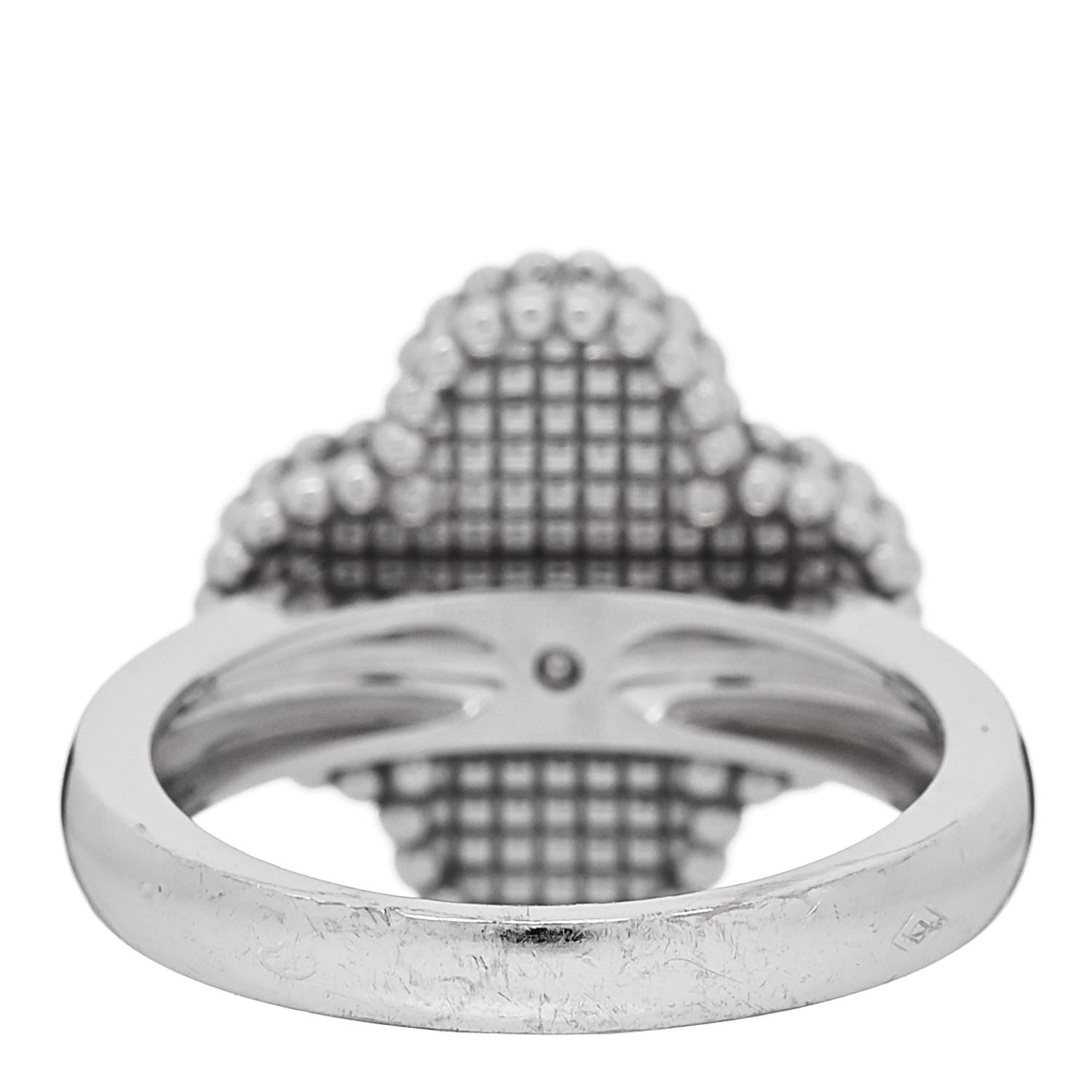 Van Cleef & Arpels 18K White Gold Diamond Mother of Pearl Vintage Alhambra Ring 49 4.75 4 of 6