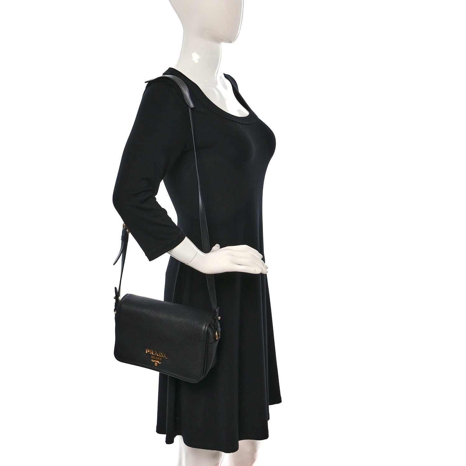 Prada Vitello Phenix Crossbody Bag Black 2 of 8