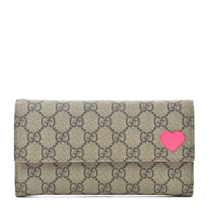 Gucci GG Supreme Monogram Continental Heart Wallet Fluorescent Fuchsia 1 of 15