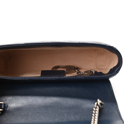 Gucci Vintage Effect Calfskin Matelasse Diagonal Super Mini Torchon GG Marmont Shoulder Bag Blue Agata Mystic White 5 of 10
