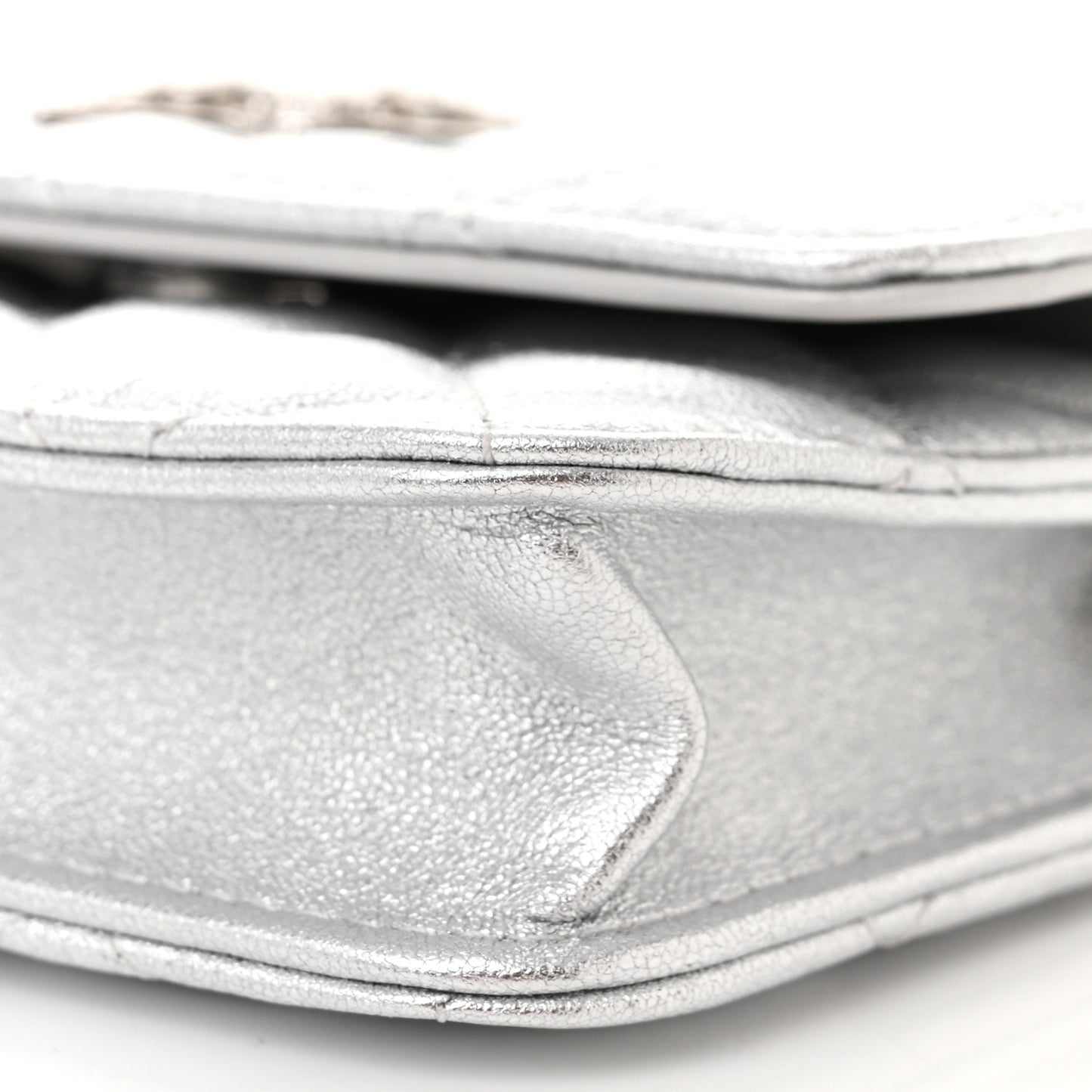Metallic Goatskin Quilted Star Flap Waist Belt Bag Silver