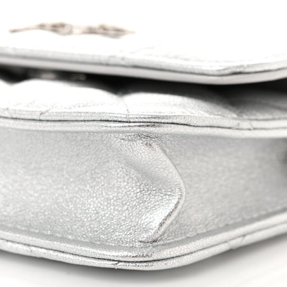 Chanel Metallic Goatskin Quilted Star Flap Waist Belt Bag Silver 12 of 13
