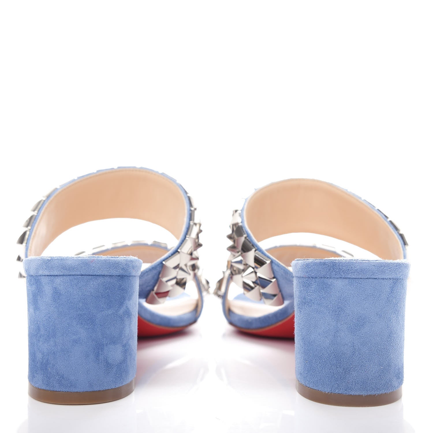 Christian Louboutin Suede Studded Tina Goes Mad 55 Slide Sandals 37.5 Version Jeans 7 of 10
