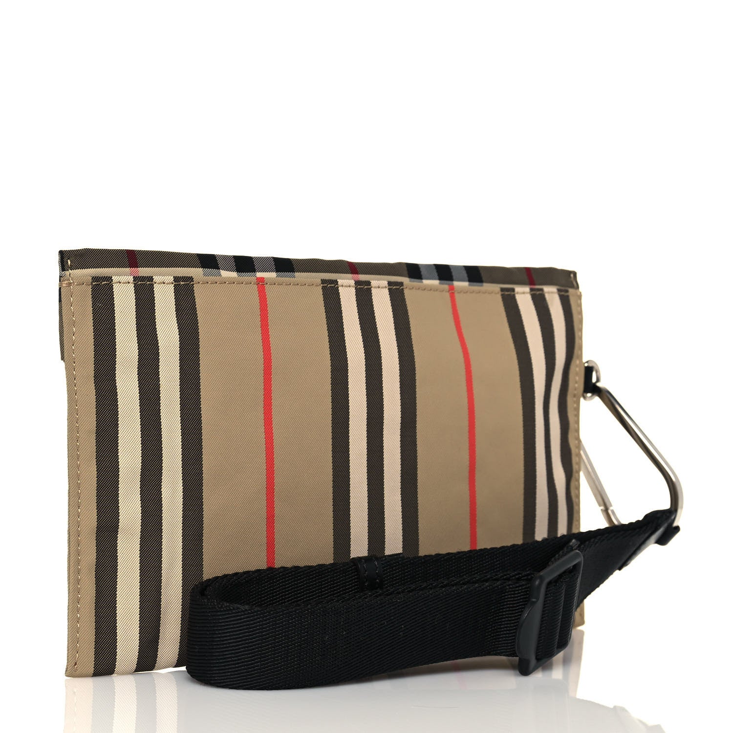 Burberry Nylon Vintage Check Print Logo Wristlet Archive Beige 3 of 12