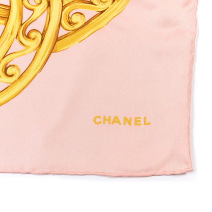 Chanel Silk CC Chain Square Scarf Pink 3 of 3