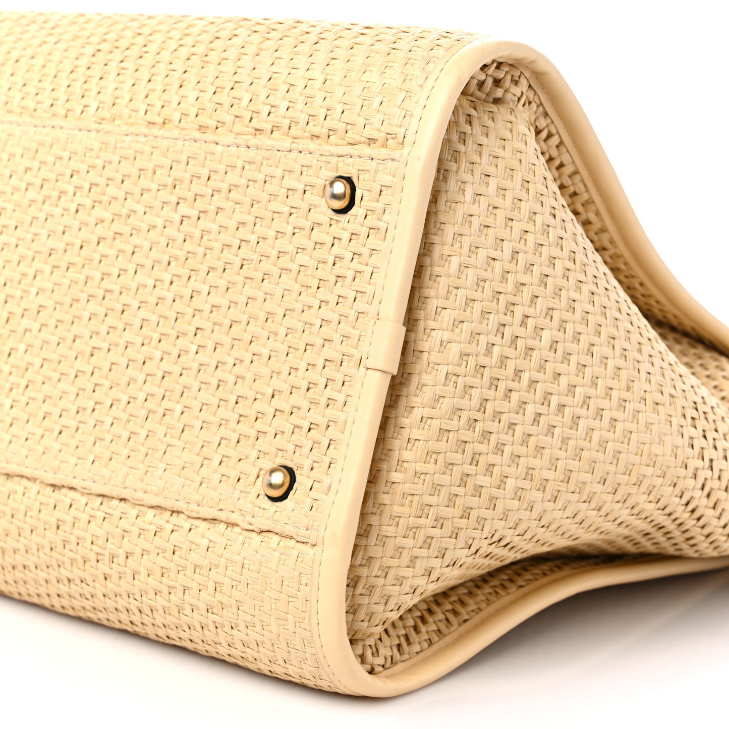 Straw Raffia Calfskin Chain Medium Deauville Tote Beige Black