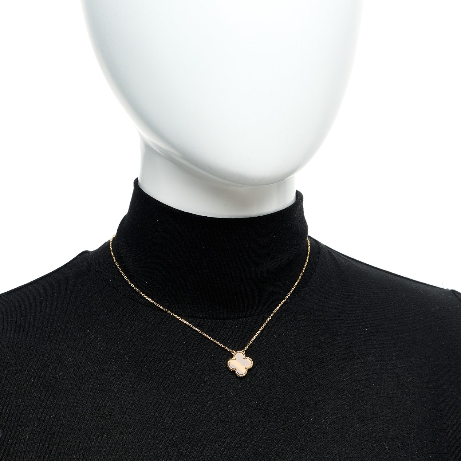 Van Cleef & Arpels 18K Yellow Gold Tiger Eye Vintage Alhambra Pendant Necklace 2 of 5