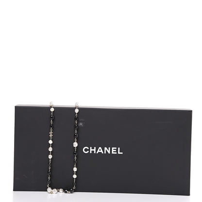 Chanel Pearl Beaded Crystal CC Long Necklace Gold Black White 4 of 4