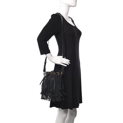 Saint Laurent Calfskin Small Emmanuelle Fringe Hobo Bag Black 2 of 9