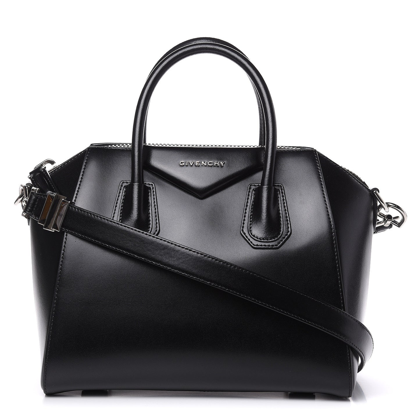 Shiny Lord Calfskin Small Antigona Black