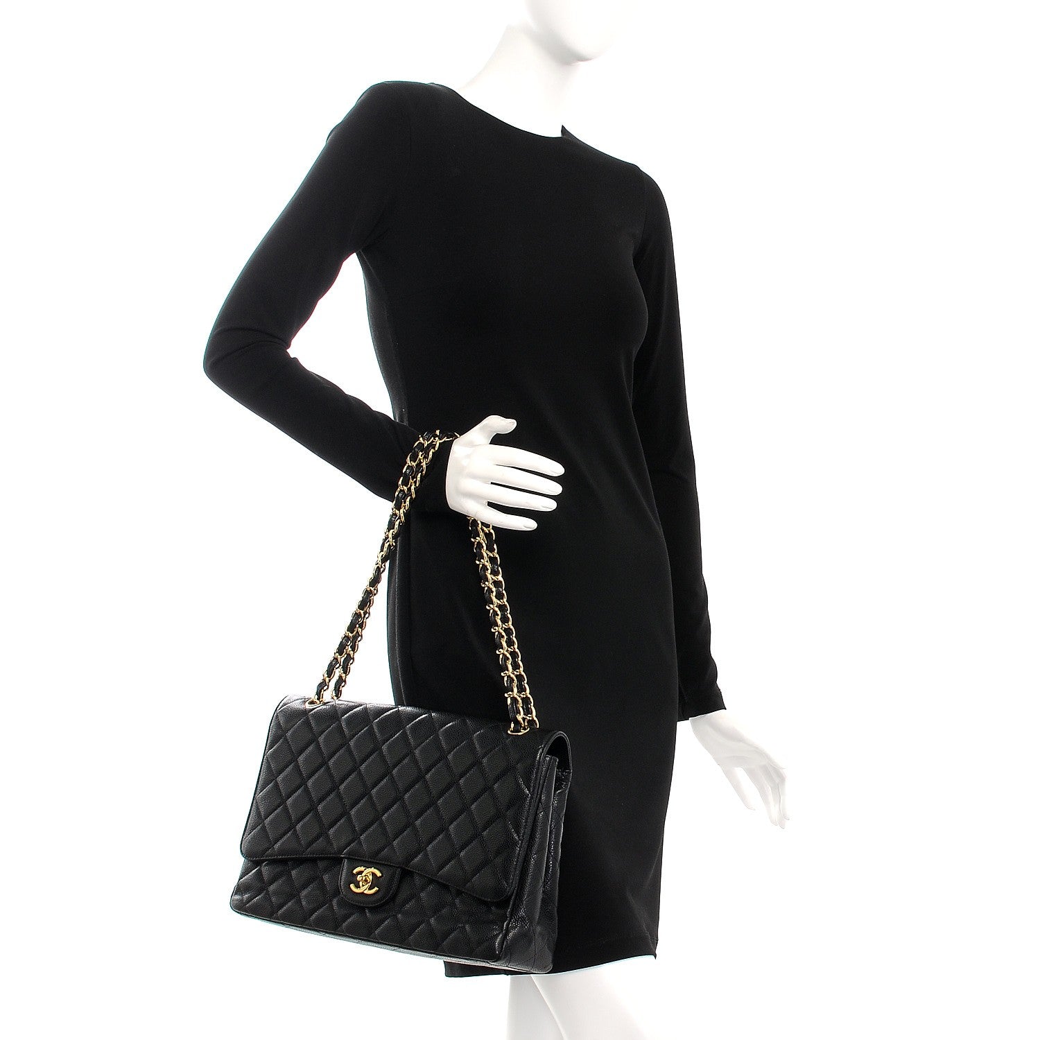 Chanel Caviar Quilted Maxi Single Flap Black 3 of 12