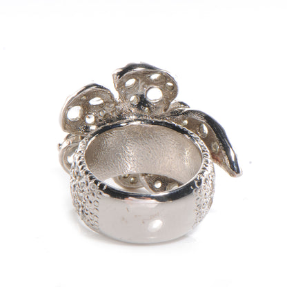 Chanel Swarovski Crystal CC Camellia Ring 6 4 of 5